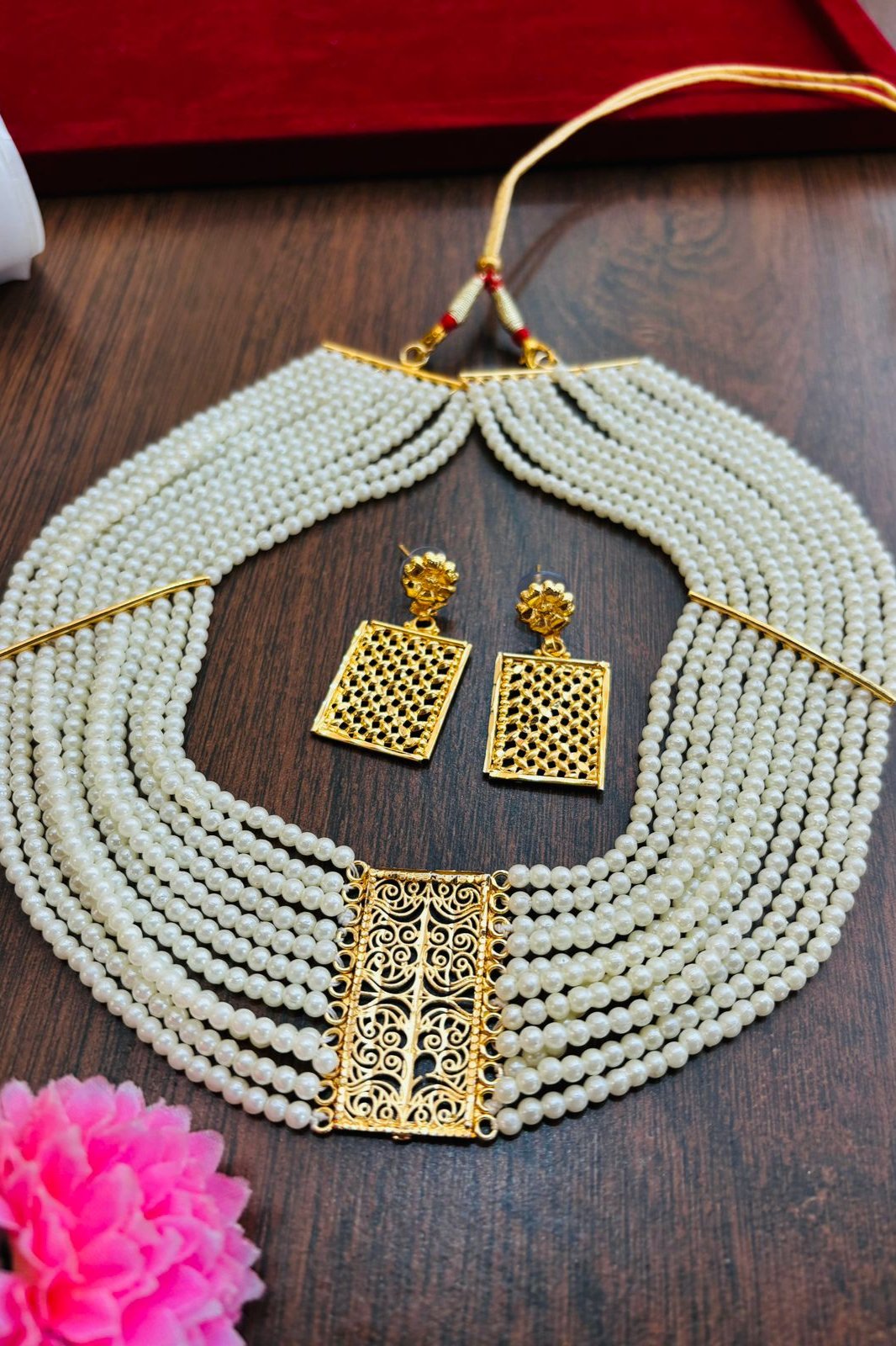 Multi- Layer Gold Plated Moti Har (Pearl Necklace)