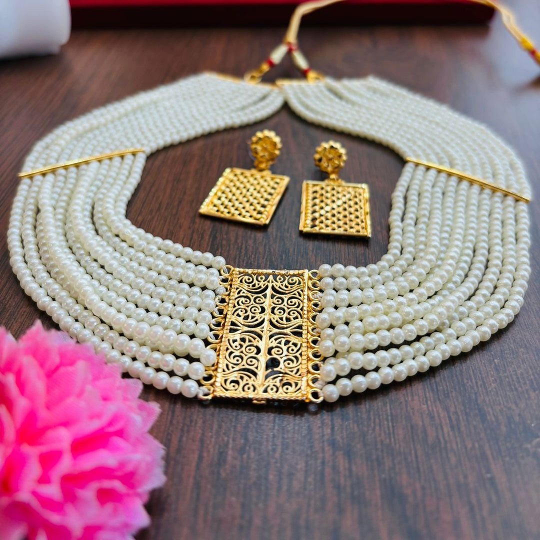 Multi- Layer Gold Plated Moti Har (Pearl Necklace)