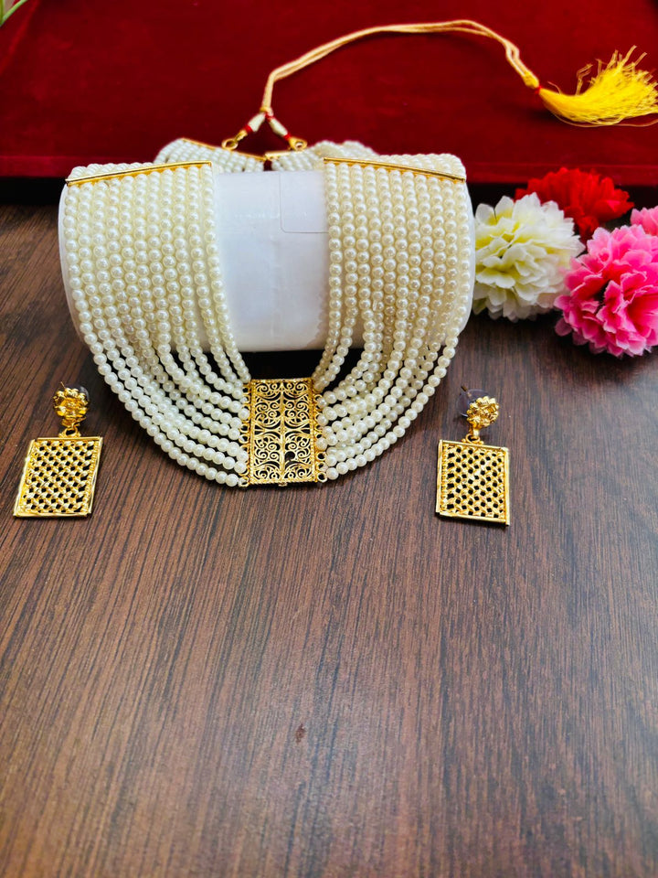 Multi- Layer Gold Plated Moti Har (Pearl Necklace)