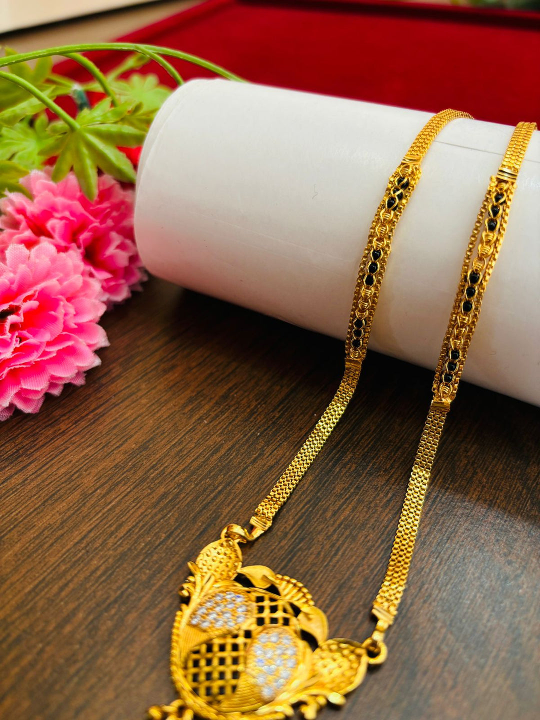 Gold Plated Mangal Sutra with Stone Setting