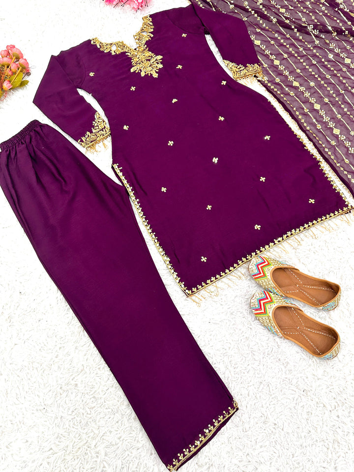 Peaceful Paradise Chinnon Silk Kurti Set