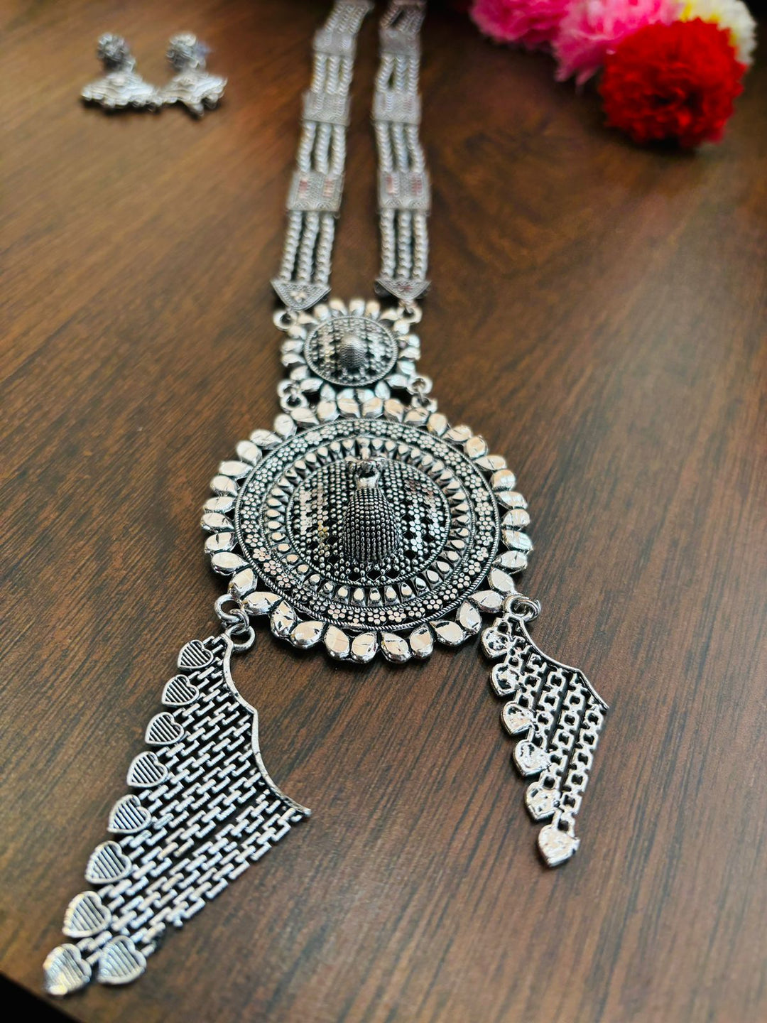 Meghbalika Silver Oxidised Necklace Set