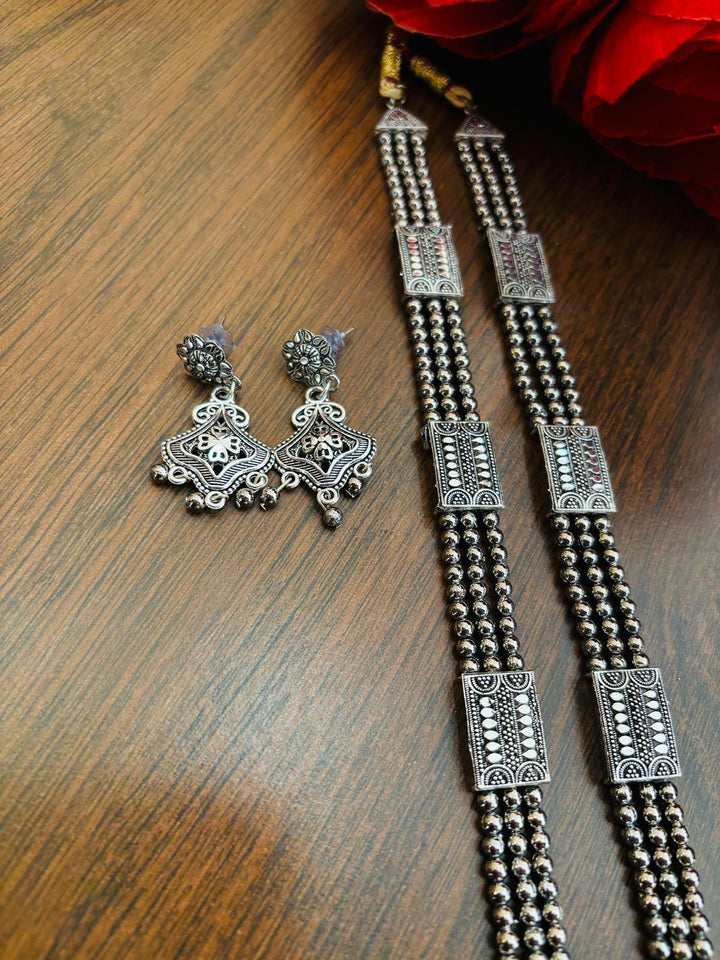 Meghbalika Silver Oxidised Necklace Set