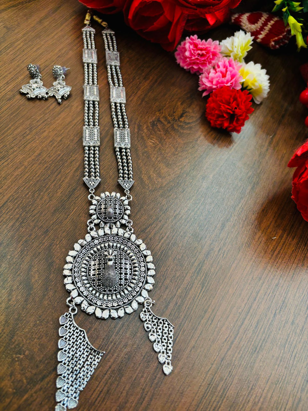 Meghbalika Silver Oxidised Necklace Set