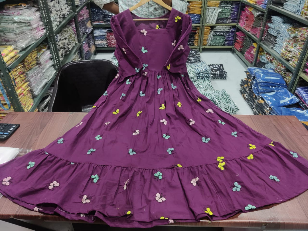 Purple Giggly Cotton Midi Dress