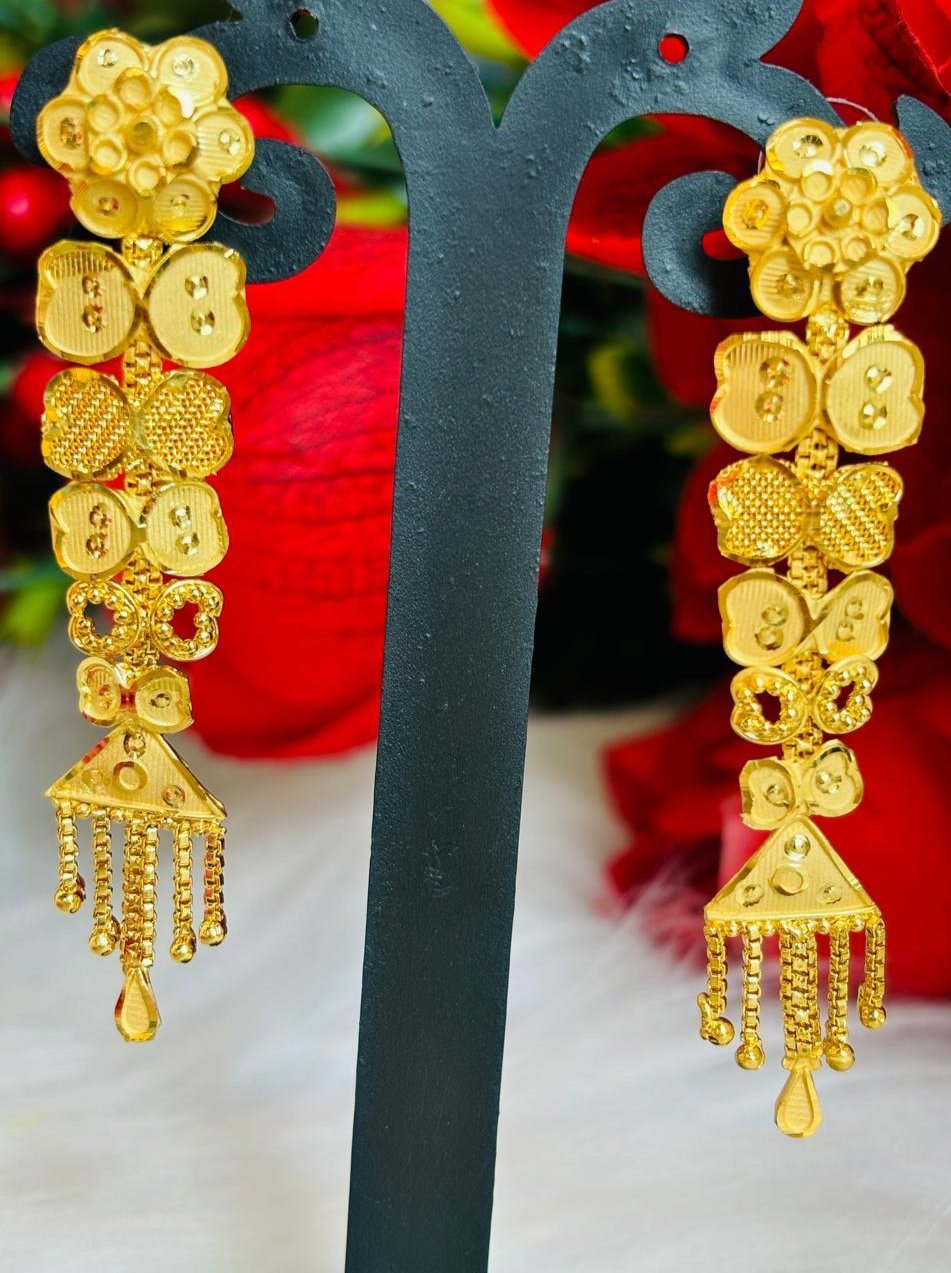 Aanshi Gold Plated Long Earrings – Monamaar
