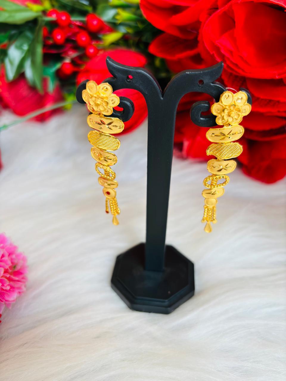 Aishani Gold Plated Long Earrings