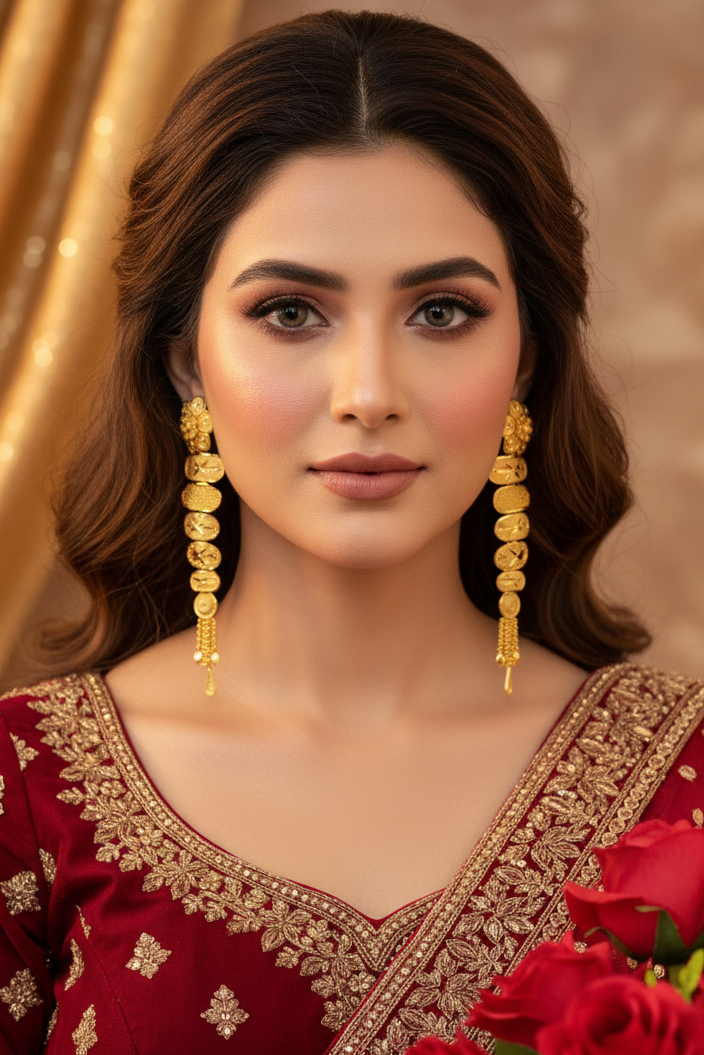Aishani Gold Plated Long Earrings