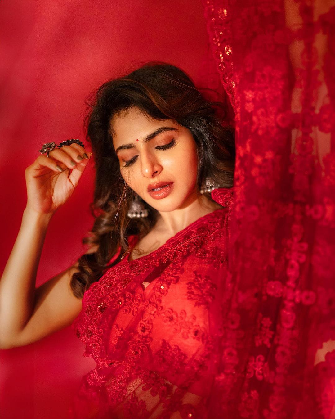 Red Bell Model Inspired Organza Saree