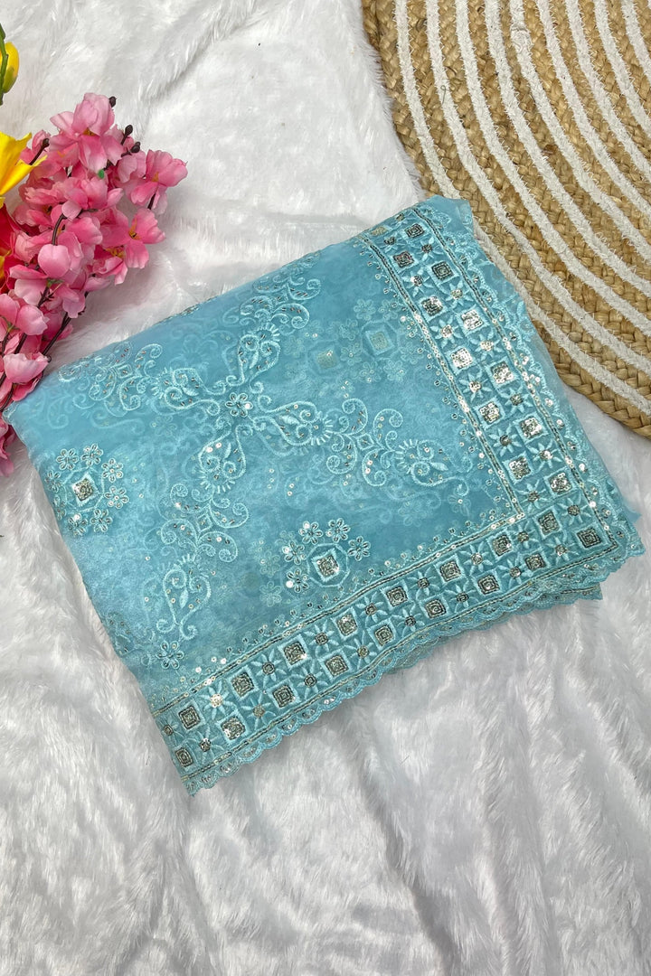 Blue Bell Model Inspired Organza Saree