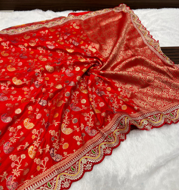 Red Festive Spirit  Dola Silk Banarasi Saree