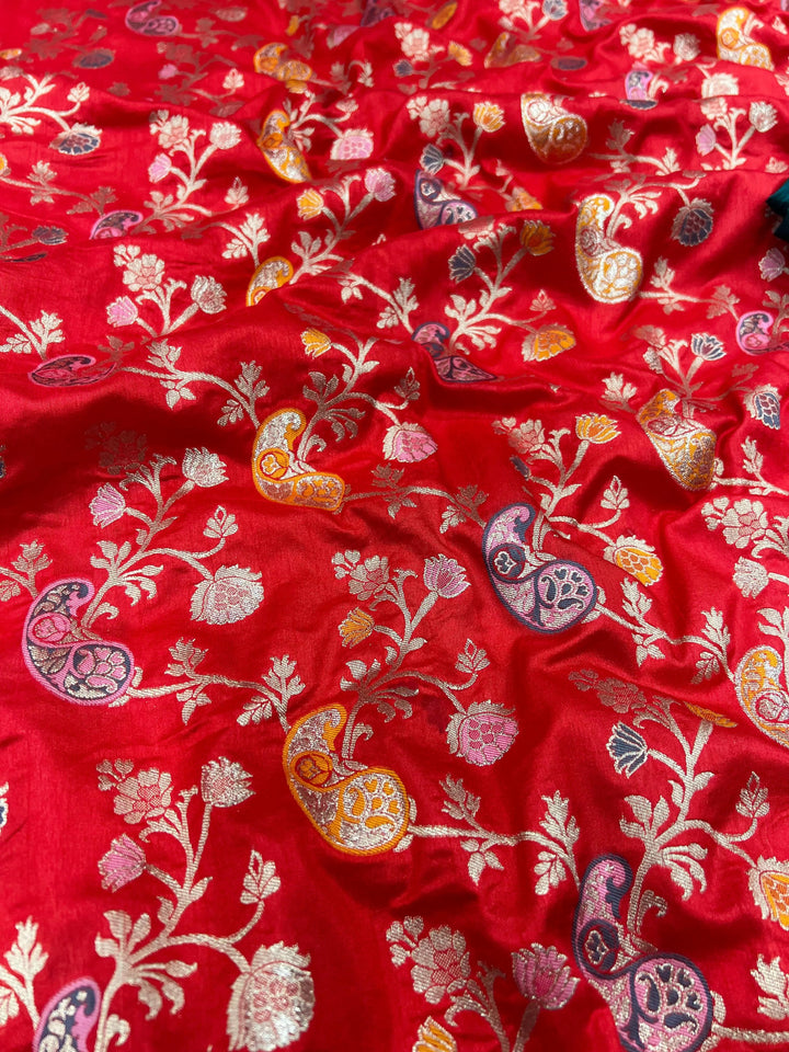 Red Festive Spirit  Dola Silk Banarasi Saree