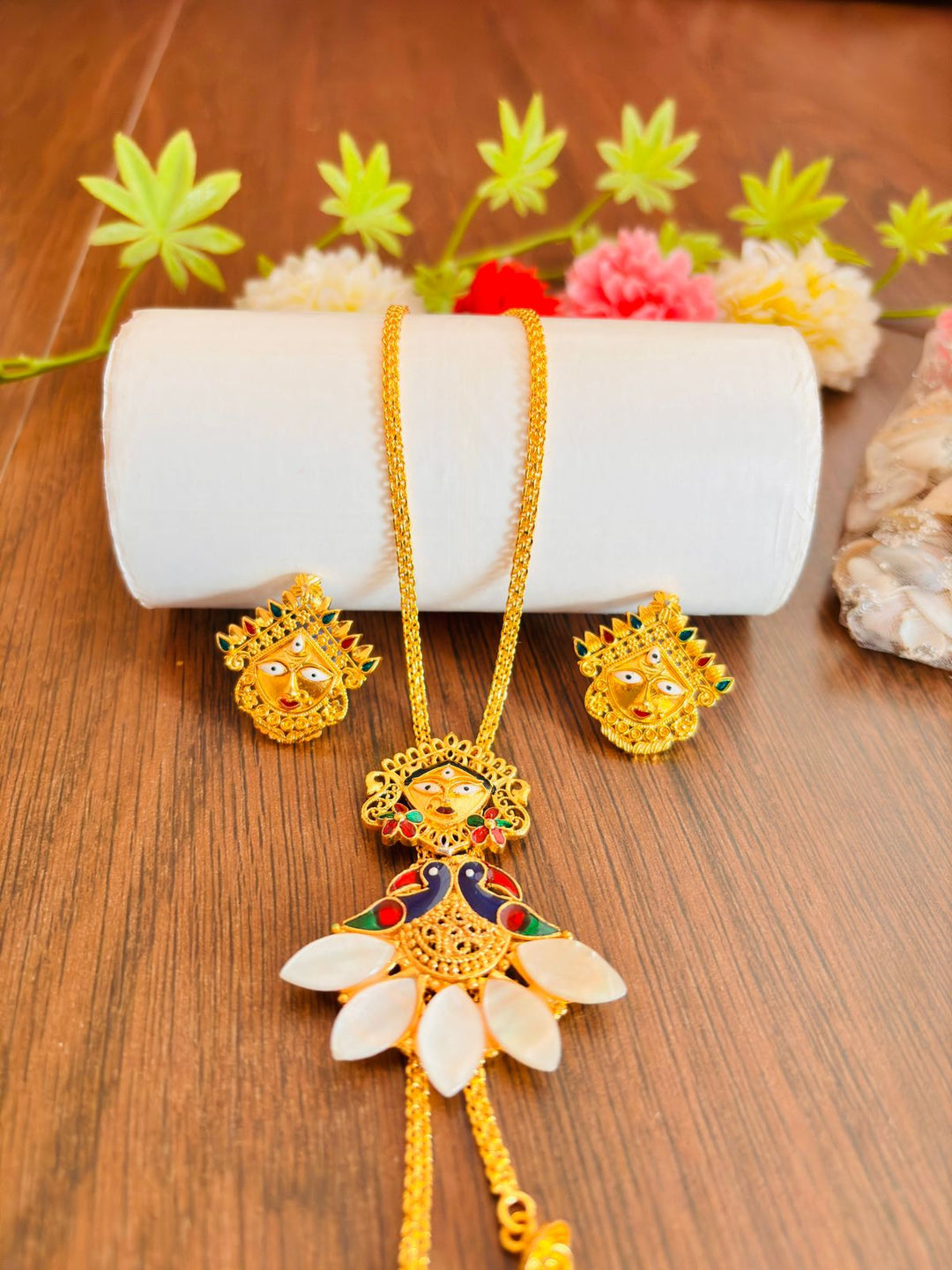 Durga Ma-Sea Shell Gold Plated Necklace Set