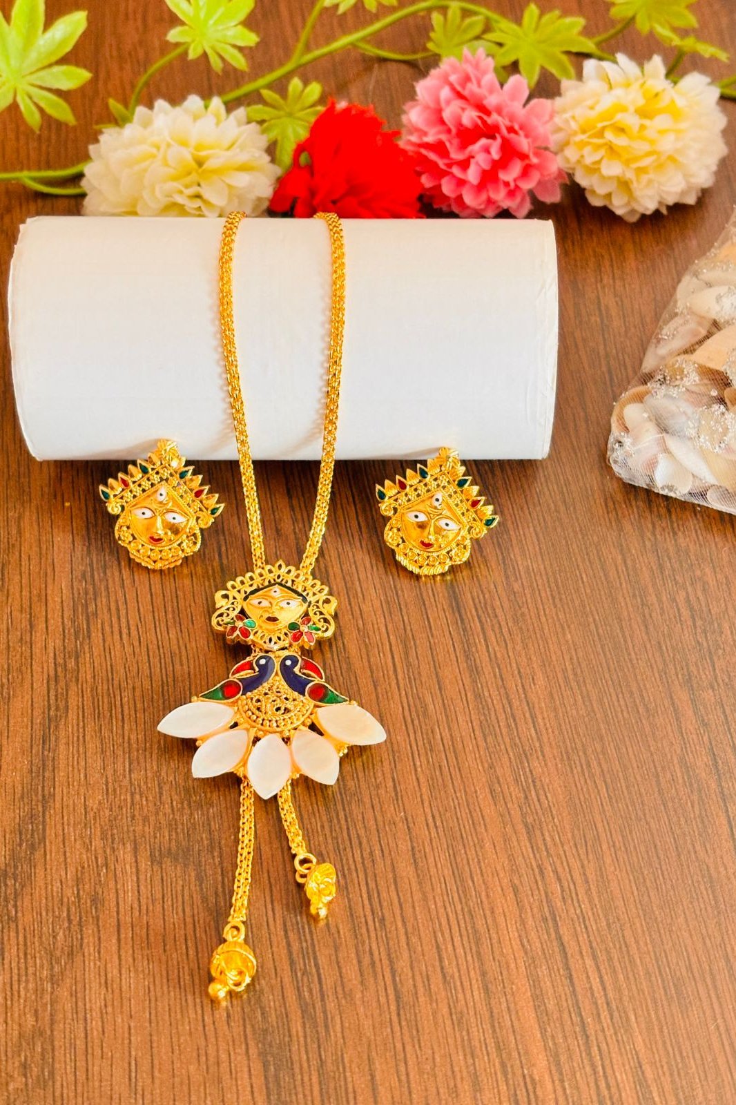 Durga Ma-Sea Shell Gold Plated Necklace Set