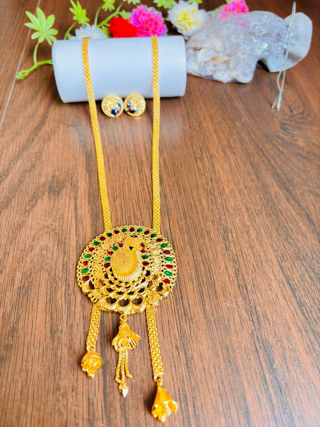 Mayura -Gold Plated Long Necklace Set