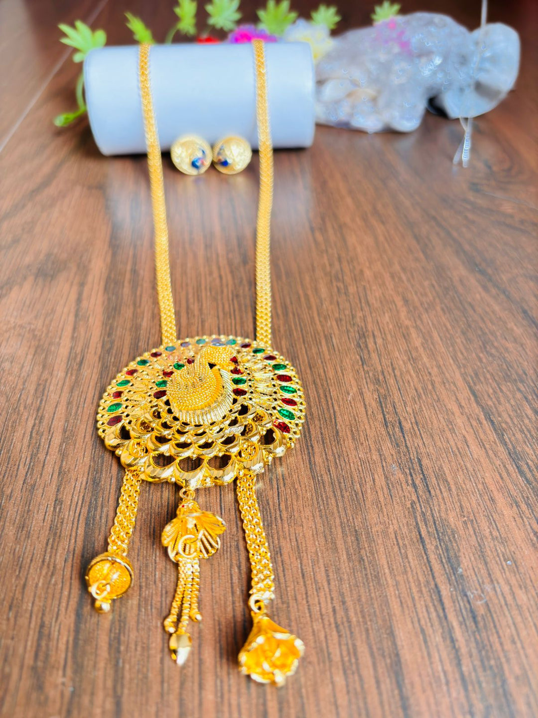 Mayura -Gold Plated Long Necklace Set