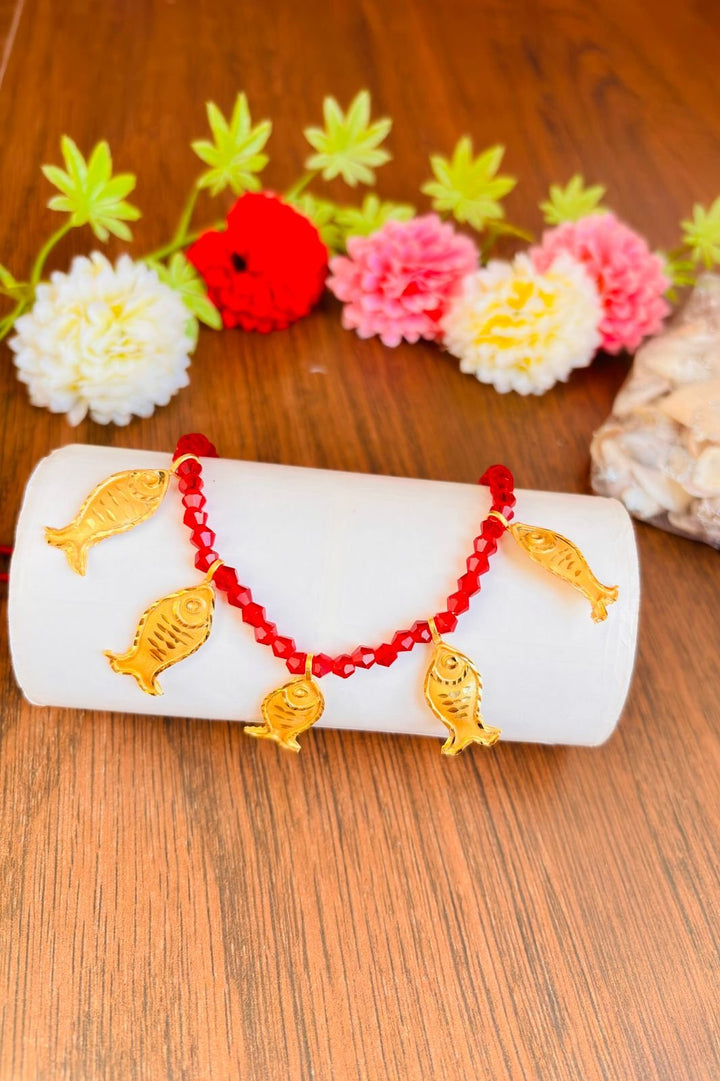 Matsya- Gold Plated Necklace With Crystal Chain