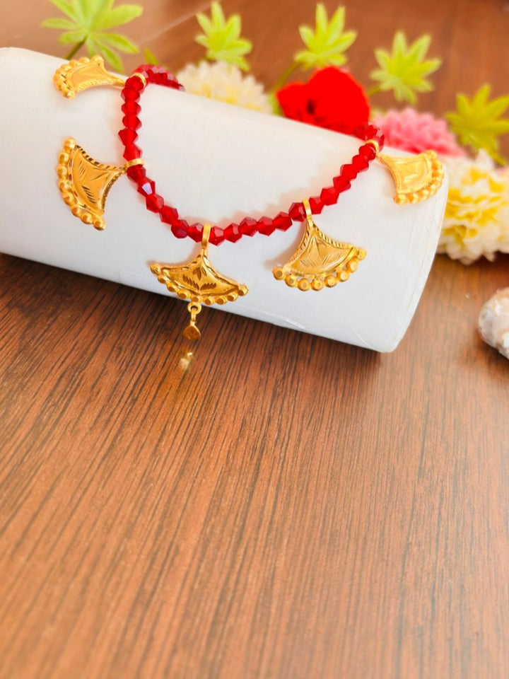 Gold Plated Necklace With Crystal Chain