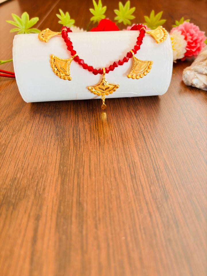 Gold Plated Necklace With Crystal Chain