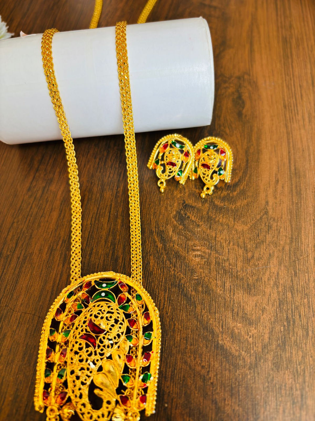 paisley Gold Plated Necklace Set