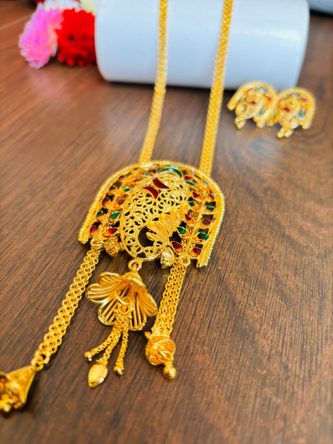 paisley Gold Plated Necklace Set