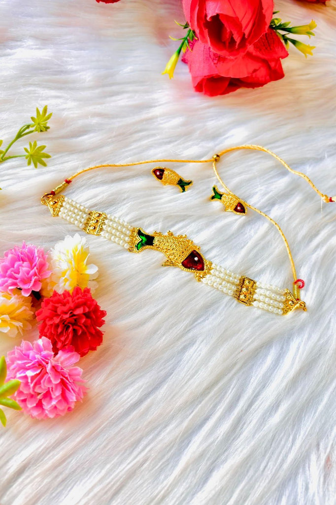 Tauhar -Gold Plated Pearl Necklace Set