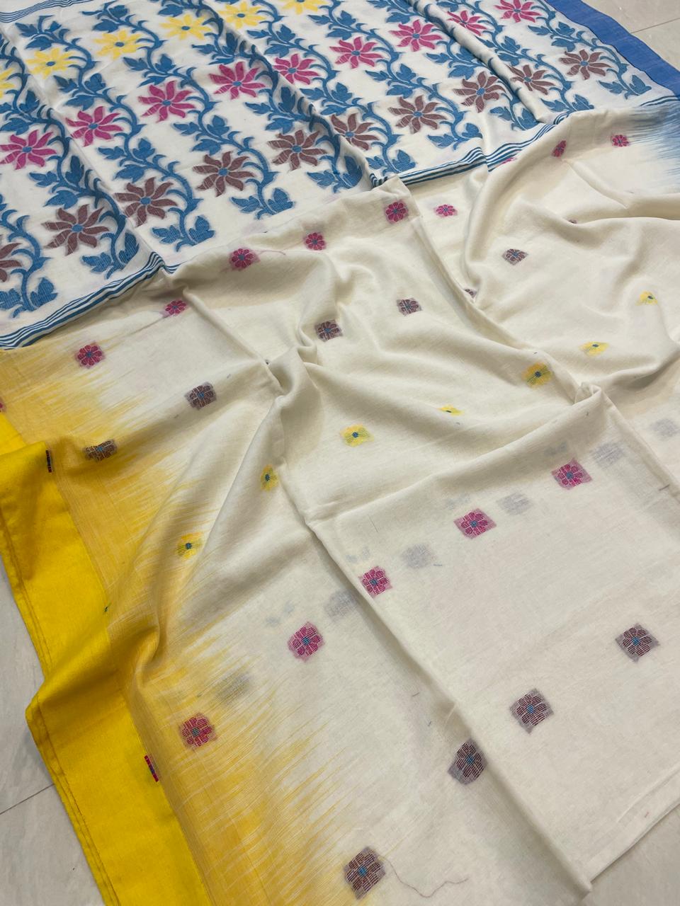 Isvari -Divine Feminine Ikkat Jamdani Saree(Mercerised Cotton)