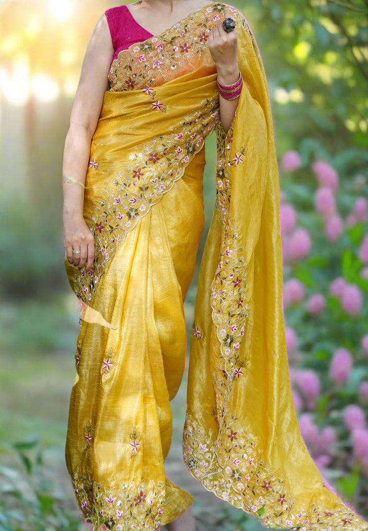 Festive Love Gold Crush Tissue Saree