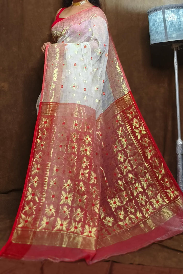 Bibhuti Dhakai Jamdani Saree