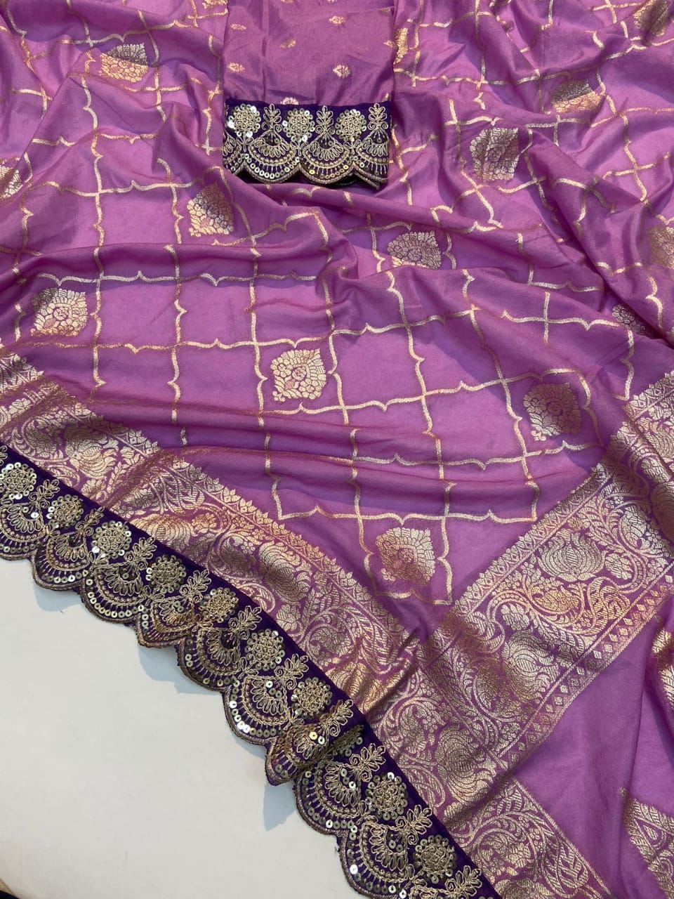 Any Day Special Crepe Georgette  Banarasi Silk Saree