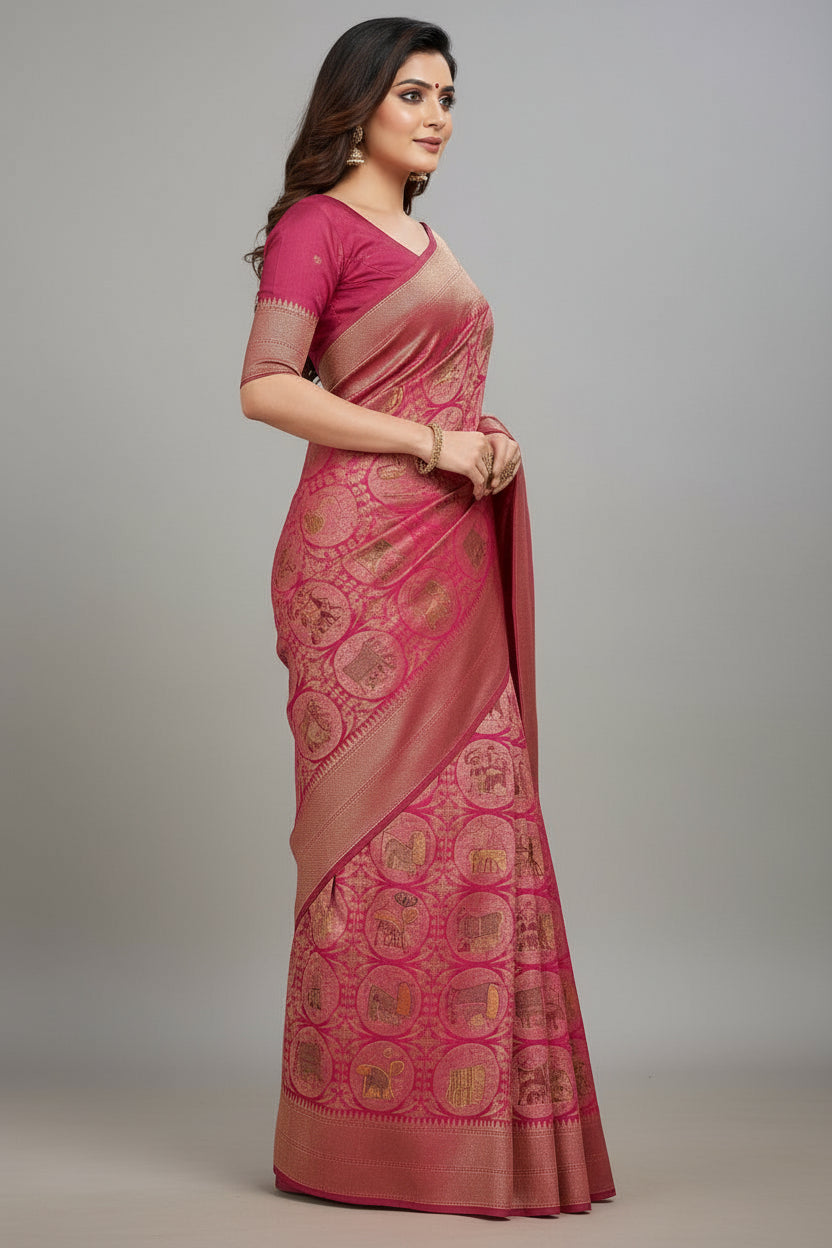 Vibrant Of Soul Georgette Banarasi Silk Saree