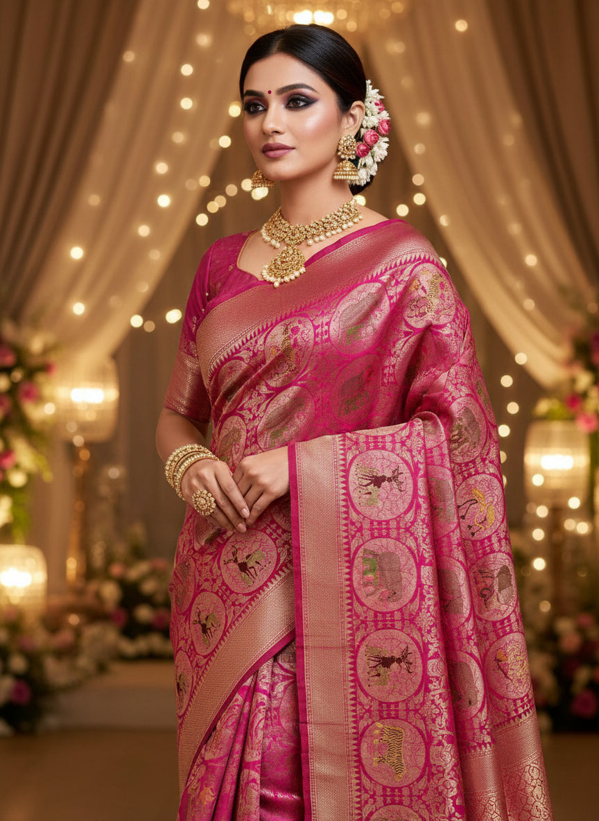 Vibrant Of Soul Georgette Banarasi Silk Saree