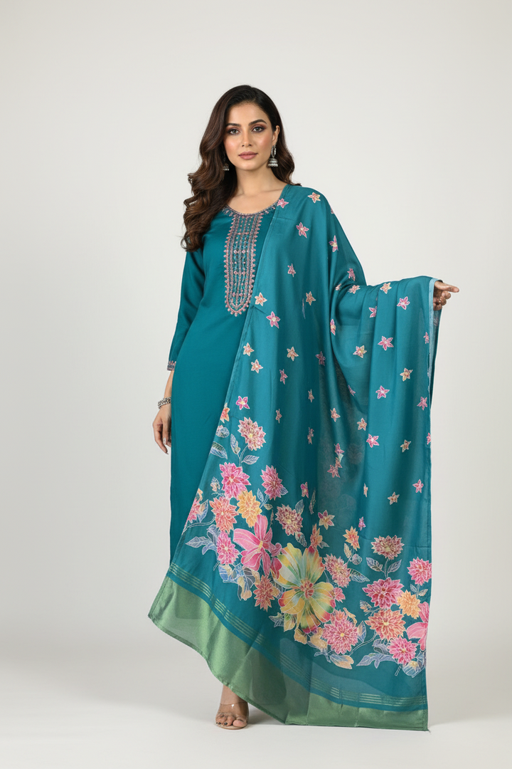 Daytime Moon Silk Kurti Set