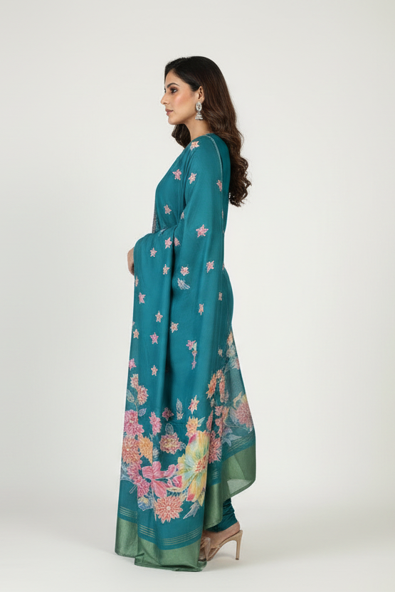 Daytime Moon Silk Kurti Set