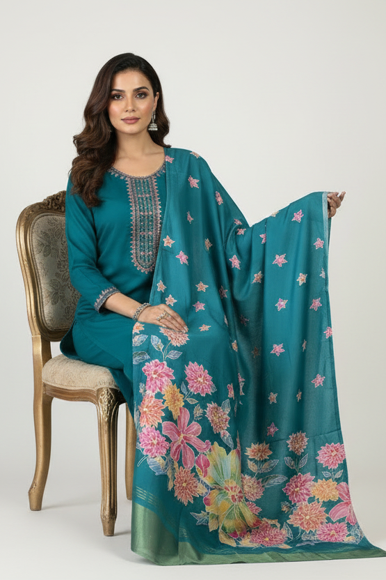 Daytime Moon Silk Kurti Set