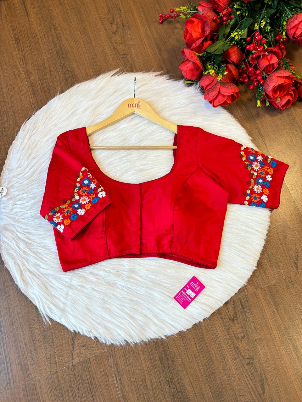 Pretty In Red Designer Blouse