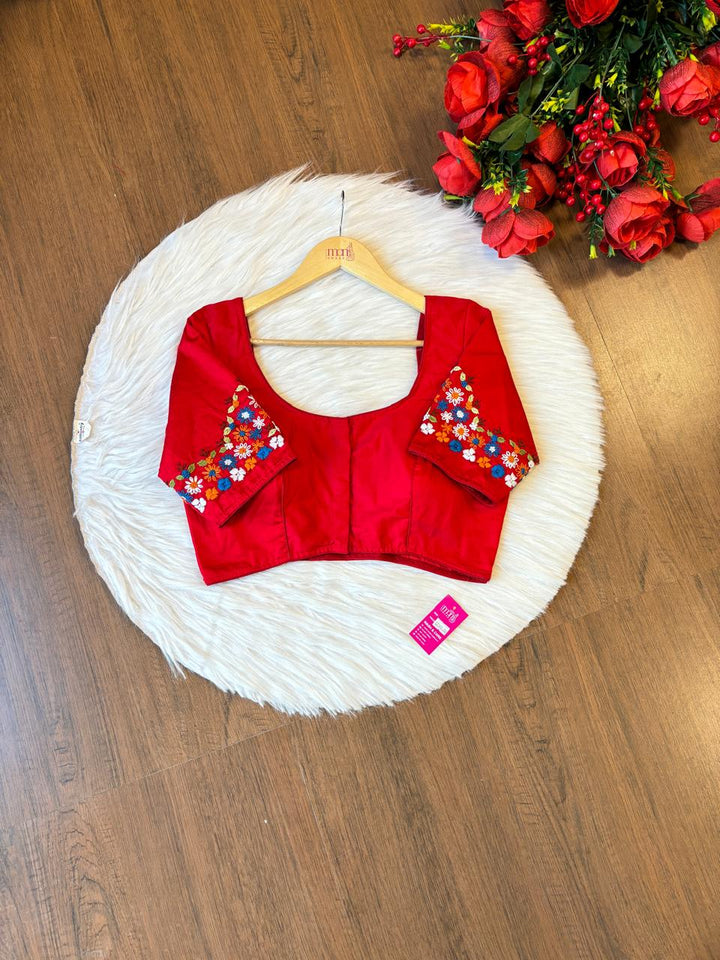 Pretty In Red Designer Blouse