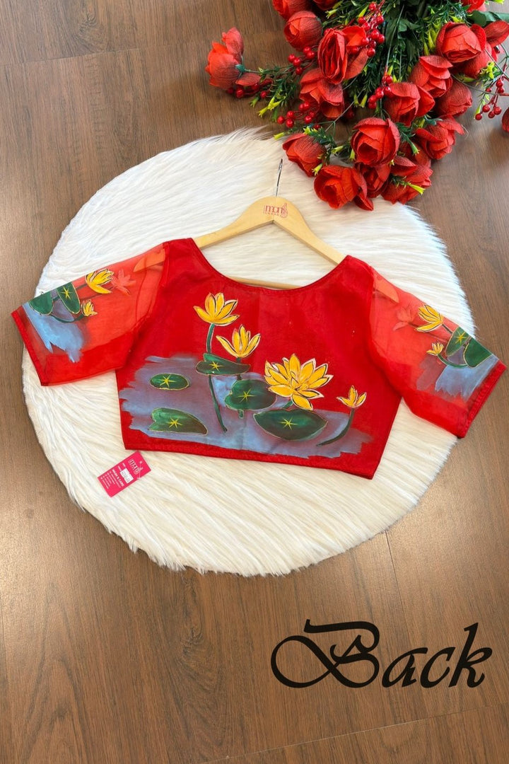 Lotus Hand Paint 3D Organza Blouse