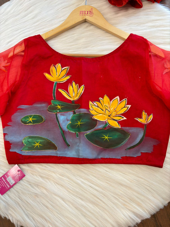 Lotus Hand Paint 3D Organza Blouse