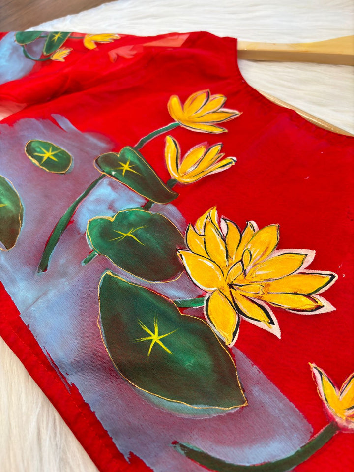 Lotus Hand Paint 3D Organza Blouse