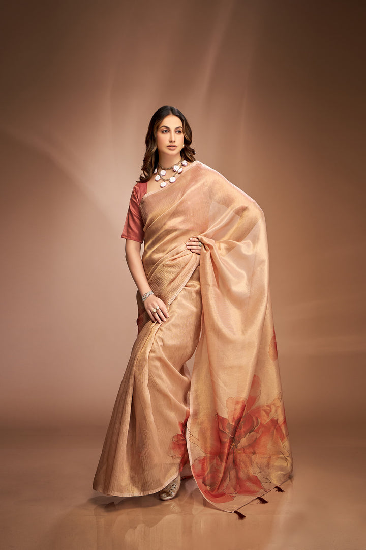 Royal Queen- Zari based Crushed Tissue Saree