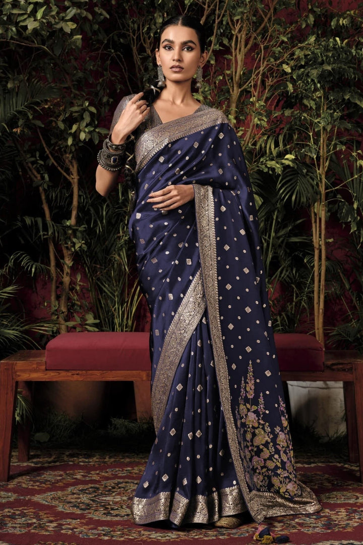 Starry Night Banarasi Dola Silk Saree