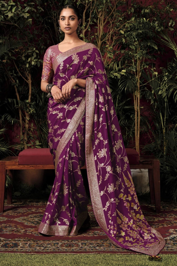 Starry Night Banarasi Dola Silk Saree