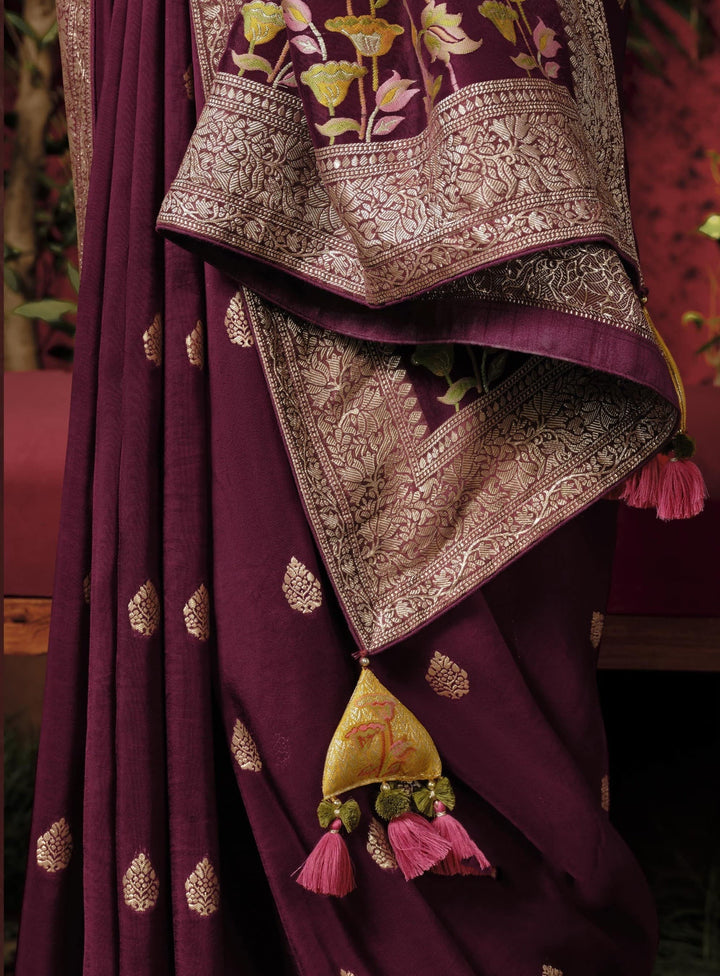 Starry Night Banarasi Dola Silk Saree