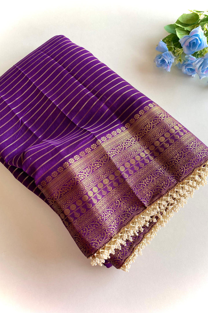 Dreamy Drops- Moti Lace border Soft Silk Saree