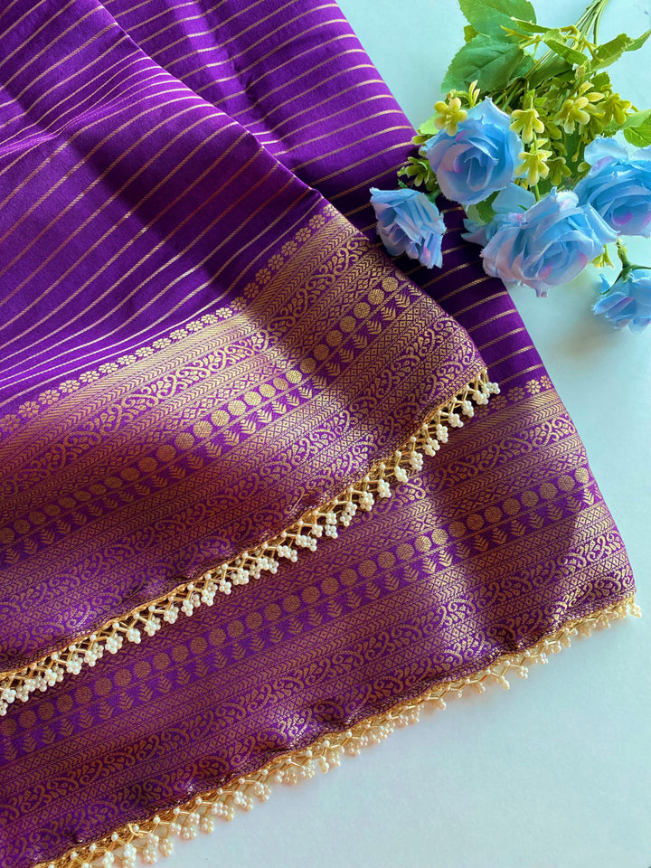 Dreamy Drops- Moti Lace border Soft Silk Saree