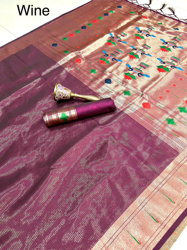 Colors Of Paithani- Kanchivaram Tissue Paithani Silk Saree