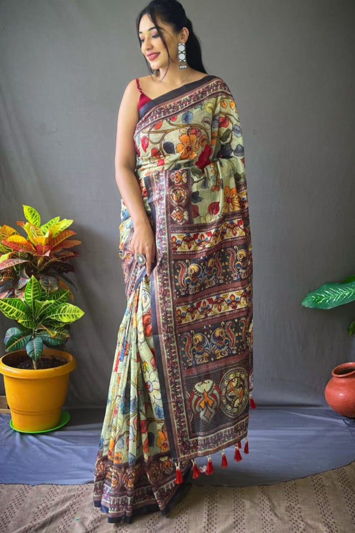 Flourishing Smile Fancy Cotton Saree