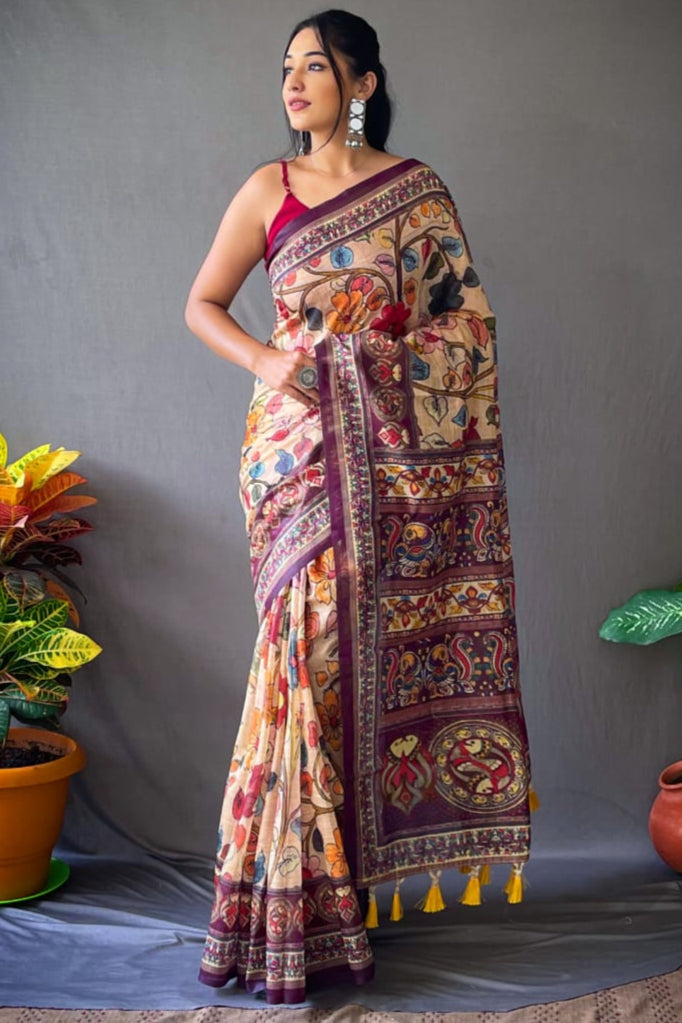 Flourishing Smile Fancy Cotton Saree