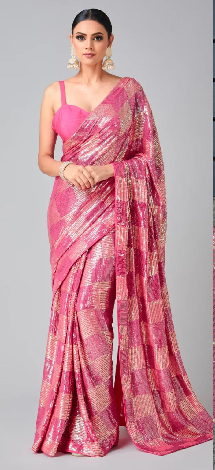 Glam Tour Georgette Silk Saree